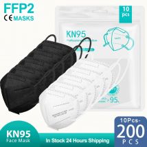 10-200 Uds mascarillas fpp2 negro KN95 certificado CE FFP2 mascarilla kn95 5 capas no tejidas máscara ffp2 para adultos kn95 reutilizable