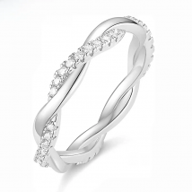 Trumium  Customized Eternity Rings For Women Twisted Rope Copper Ring Cubic Zirconia Engagement Wedding Band