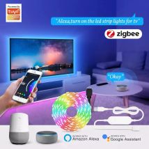 Tuya Zigbee 3.0 USB Led Strip Lights 5050 RGB RGBW USB Led Tape Smart TV Led Backlight 5V Work With Zigbee Hub/Alexa/Google Home