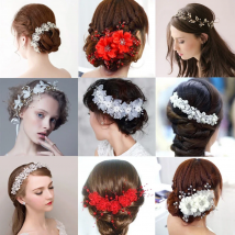 Fashion Wedding Headbands Hair Jewelry Handmade Flower Headpiece Tiaras  Bridal Hair Accessories Pearl Gift Crystal-Leaf