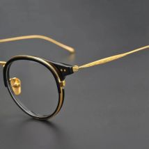 Titanium Round Glasses Men Retro Square Eyeglasses Frames Women Prescription Anti Blue Lens Reading Glasses Male 0 to +400 Clear