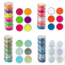 Neon Pigment Powder Fluorescent Nail Glitter Shinny Chrome Dust DIY Gel Polish Manicure Paillettes For Nails Art Decoration