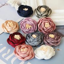 10PCS/Lot 3.5CM Handmade Rose Fabric Artificial Flowers For Hats Dress Decoration Hair Accessories