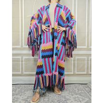 New Arrival Women Winter Warm Long Sweater Free Size African Lady Multicolored Loose Cardigans Fashion Blogger Tassels Kimonos