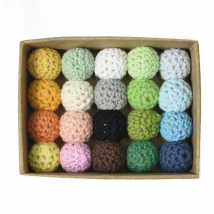 30 PCS 16 MM Crochet Round Wooden Beads Mix Handmade Knitting Ball Can Chew DIY Nursing Jewelry Organic Teething Bracelet Beads