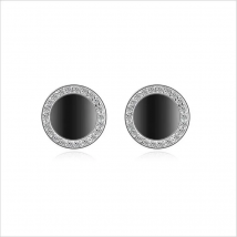Trendy Men Silver 925 Earrings For Women Jewelry Fashion Women Zircon Round Black Stud Earring Male Party Accessories Gift