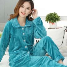 2024 New Autumn Winter Thicken Warm Flannel Pajamas Women's Clothes Loose Long-sleeved Home Clothes Female 2-piece Suit Pajamas