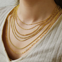 316L Stainless Steel Chain Necklace Women Girls,Stacked Necklace, Thin Link Simple Jewelry for Everyday