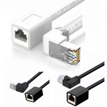 90 Degree Ethernet LAN Cat6 RJ45 Male to Female Extension Patch Network Cable Adapter for PC Laptop Gigabit Gamer Router Modem