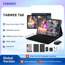 TABWEE T60 Tablet-PC mit Tastatur, 12,2 Zoll 2,5K-Display, Android 16 Tablet, bis zu 36 GB + 256 GB, 10000 mAh, 5G WiFi/LTE, BT-Maus