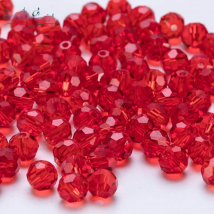 3 4 6 8MM Red Czech Round Glass Ball Beads For DIY Bracelet Jewelry Making Crafts Accessories Loose Bicone Crystal Facted Bead