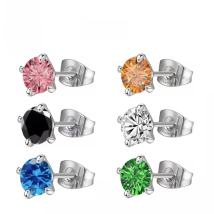 2Pcs G23 Titanium Piercing Stud Earrings Simple Crystal Zircon 20G Women Ear Cartilage Tragus Piercing Jewelry Wholesale