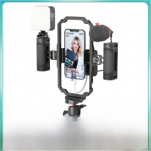 SmallRig Universal 17 Pro Phone Vlog Tripod Video Kit for iPhone 17 Cage with 2 Handle, Microphone, Light for iPhone 17 Pro/ Max