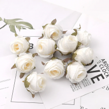 50pcs 4cm White Rose bud Artificial Silk Flower Heads Wedding Decoration DIY Wreath Scrapbooking Craft Fake Flowers