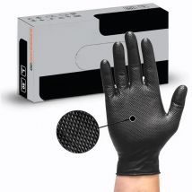 8Mil Heavy Duty Black Nitrile Gloves Diamond Textured Grip Disposable Gloves Tear Resistant Industrial Mechanic Safety Gloves