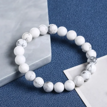 JD Natural White Howlite Turquoise Stone Bead Bracelets Women Fashion Simple Couple Distance Stretch Bangles Charm Wrist Jewelry