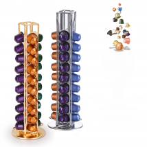 40 Pod Gold Coffee Capsules Nespresso Coffee Pods Holder Rotating Rack Coffee Capsule Stand Storage Shelve Organization Holder