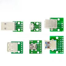 Micro Mini USB USB A Male USB 2.0 3.0 A Female USB B Connector Interface to 2.54mm DIP PCB Converter Adapter Breakout Board