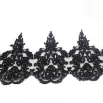 La Belleza 2 yards 10.2''(26CM) Ivory super heavy pearls beads cord Bilateral lace trim accent motif wedding veil