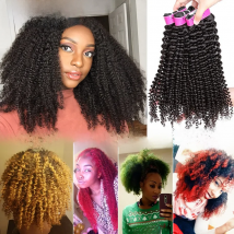 Yvonne 4A 4B Kinky Curly Virgin Hair Bundles 1/4 Bundles Human Hair Weave Natural Color