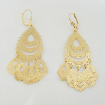Foromance /NEW COMPLICATED WITH MANY PARTS TALL 2.68" YELLOW GOLD PLATED DANGLE EARRING/GREAT GIFT/