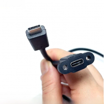 1m USB C Type-C 3.1 Male-to-Female Extension Cable, With Panel Mounting Screw Hole Spacing 17 mm, For Mechanical Installation