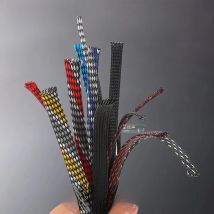 DIY Fever Wire Cable Braided Mesh Tube Snakeskin Mesh Shock Absorber Mesh 3-wire Densely Woven PET Nylon Sleeve 2/4/6/8/10/16mm