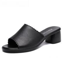 BEYARNE  Women Slipper  Ladies Summer Slippers Shoes Women High Heels Fashion Summer Genuine Leather Shoes