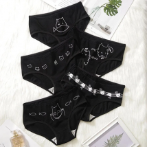 3PCS/Set Cartoon Cat Fish Briefs Cotton Women's Underwear Sexy Panties Female Underpants Solid Color Girls Pantys Lingerie M-XL