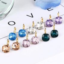 5 Colors Big Square Zircon Crystal Pendant Earrings for Women Austrian Rhinestone Earring Wedding Jewelry Valentine's Day Gift