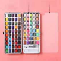 50/90 Color Solid Watercolor Paint Set Glitter Portable Metal Box Watercolor Pigment squirrel hair brush nail art