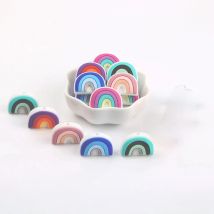 10Pcs Rainbow Baby Silicone Beads Food Grade Silicone Teether For Teeth DIY Pacifier Chain Accessories Baby Toys