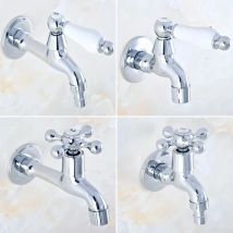 Polished Chrome Wall Mount Bathroom Mop Pool Faucet /Garden Water Tap / Laundry Sink Water Taps / Washing Machine Tap mav154