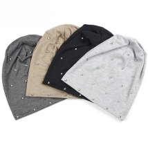 Geebro New Spring Women Soft Metallic Rhinestones Slouchy Skullies Beanies hat And Caps Autumn Ladies Girls Baggy Bonnet Gorros