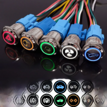 16/19/22mm Custom Metal Power Button Switch Start Stop LED Light For Car Fog Switch Motorcycle Black/Silver Waterproof 12V 24V