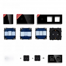 Bseed EU RU Standard Switches Function Base 1/2/3Gang 1/2Way Only Crystal Glass Panel Frames Light Switch Dimmer DIY Part