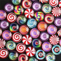 8 10mm 12mm 14mm 16mm 18mm 20mm 25mm Spiral Pattern Lollipop Glass Cabochon Flatback Photo Base Tray Blank DIY Mak Accessories