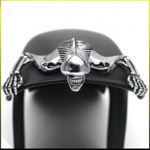 Chrome Skull Ornament Headlight Visor Skeleton Fender Mudguard Curved Housing Figure Graph Decorative Emblem 4.5" 5.75" 7" Lamp