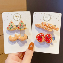Geometric For Girls Simulated Food Croissant Pizza Women Hair Clips Korean Barrettes Duckbill Side Clips BB Hairpins