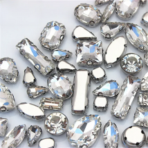 50pcs/Bag High Quality Mixed D Shape Crystal Clear Glass Sew On Claw Rhinestones DIY Wedding Dress Decoration Accessories WC149