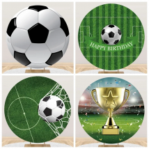 Round Football Theme Photogrpahy Background Elastic Cover Soccer Sports Boys Birthday Party Baby Shower Backdrop Decor Custom