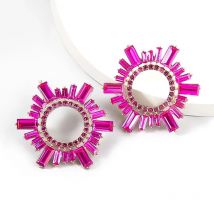 LUBOV New Metal Rhinestone Sun Flower Earrings Palace Party Simple Dangle Earrings Women's Fashion Statement Earrings