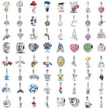 Hot 100% 925 sterling silver butterfly  star moon cat paw travel hot air balloon sunflower suitable European bracelet DIY bead