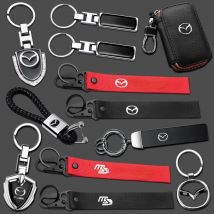 3D Metal/Leather/Nylon Car Badge Keychain Braided Key Lanyard Key Ring For Mazda 3 Axela Atenza CX30 CX-30 CX-5 CX3 CX8 CX9 CX-9