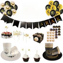 Eid Mubarak Banner Plates Balloon Tableware Ramadan Decoration 2025 Ramadan Kareem Islamic Muslim Party Decor Eid Al Adha Gifts