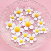 10Pcs Korean Little Daisy Flatback Resin Cabochon Kawaii Scrapbooking Crafts for Hair Bows Center Accessories DIY Phone Decor