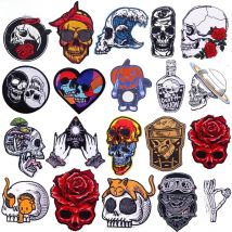 5PCS/lots Punk/Horror Embroidered Patches For Clothing DIY Gorilla Sewing Applique Horror Skull Iron On Patches On Clothes Decor