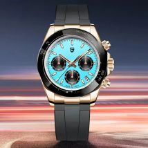 PAGANI DESIGN 2025 NEW Ice Blue Dial Mens Watches Luxury Rose Gold Quartz Watch For Men Sport Chronograph Sapphire crystal Watch