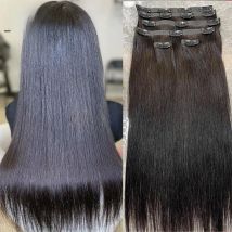 PU Clip ins Extensions Human Hair Straight Seamless Clip In Human Hair Extensions Brazilian Skin Weft Clip-on Hair Pieces 150G