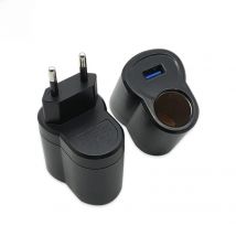 USB Car Charger AC-DC Cigarette Lighter 220V to 12V Converter 12V0.5A/5V1A Car Charger Cigarette Lighter Converter EU Plug